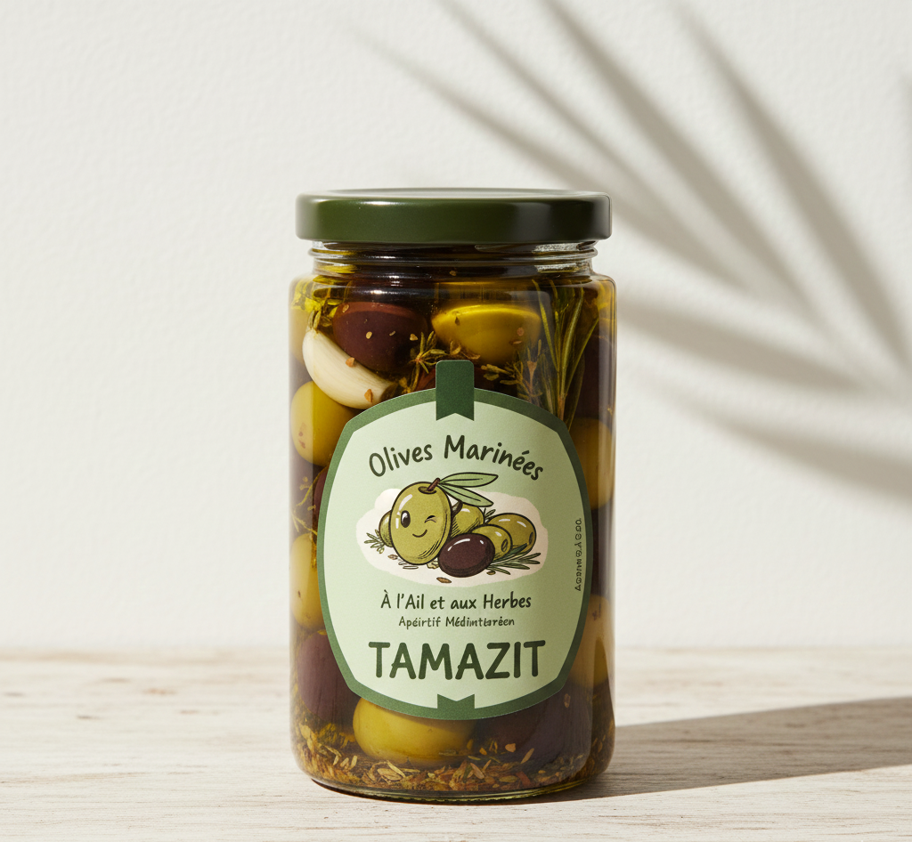 Le "Trésor Vert" (Bocal Verre pour Olives Marinées)