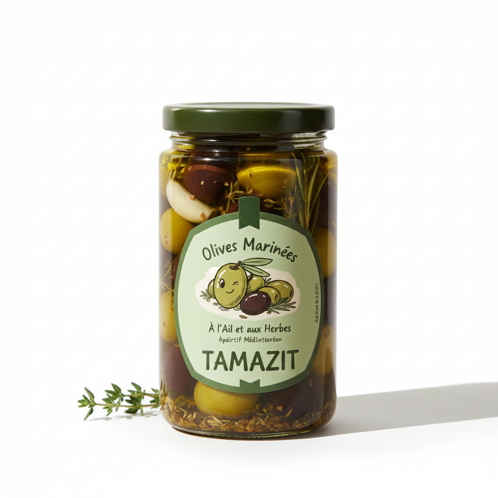 Le "Trésor Vert" (Bocal Verre pour Olives Marinées)